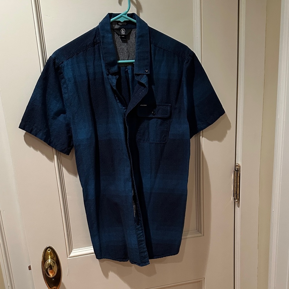Volcom Men's Blue Button-Up Modern Fit Shirt Sz L